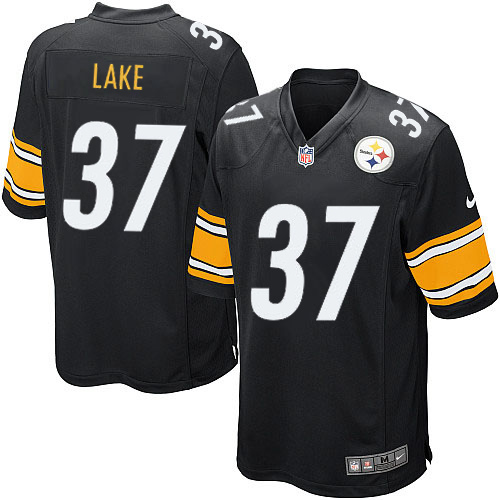 Men's Game Carnell Lake Nike Jersey Black Home - #37 NFL Pittsburgh Steelers